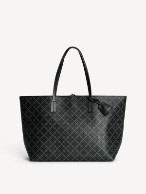 By Malene Birger Abigail Printed Tote Vesker Charcoal | NO_BB22291