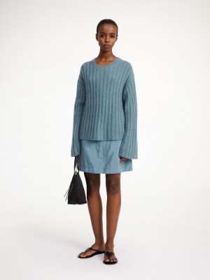 By Malene Birger Cierra Ribbed Sweater Strikkevarer Cool Water | NO_BB53736