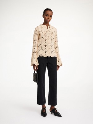 By Malene Birger Gwenevere Crochet Shirt Strikkevarer Oyster Gray | NO_BB22693