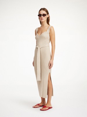 By Malene Birger Honeya Ribbed Maxi Dress Strikkevarer Oyster Gray | NO_BB16475