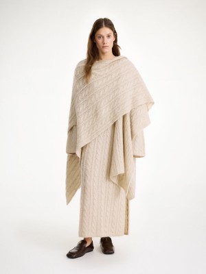 By Malene Birger Kassillas Wool-blend Poncho Strikkevarer Oyster Gray | NO_BB30150