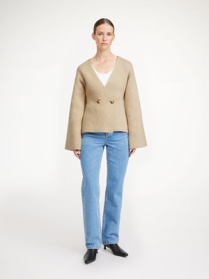 By Malene Birger Tinley Wool Cardigan Strikkevarer Beige | NO_BB81729