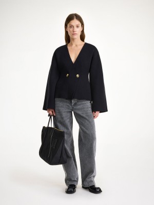 By Malene Birger Tinley Wool-blend Cardigan Strikkevarer Svarte | NO_BB93586