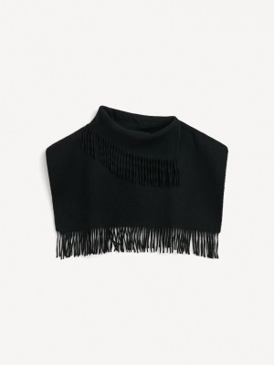 By Malene Birger Turtla Wool Fringe Bib Skjerf Svarte | NO_BB41555