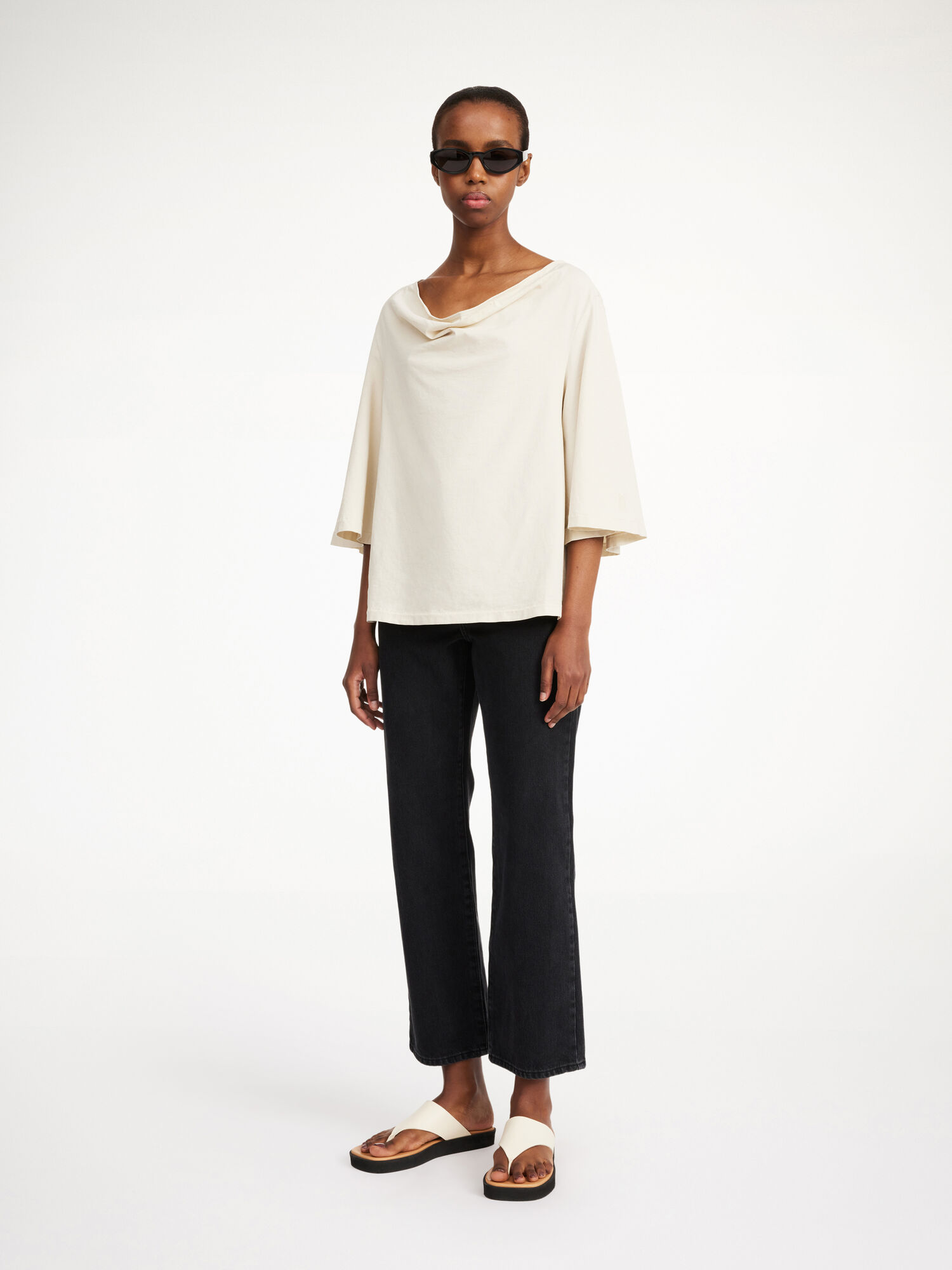 By Malene Birger Bryar Organic Cotton T-shirt Topper Oyster Gray | NO_BB16244