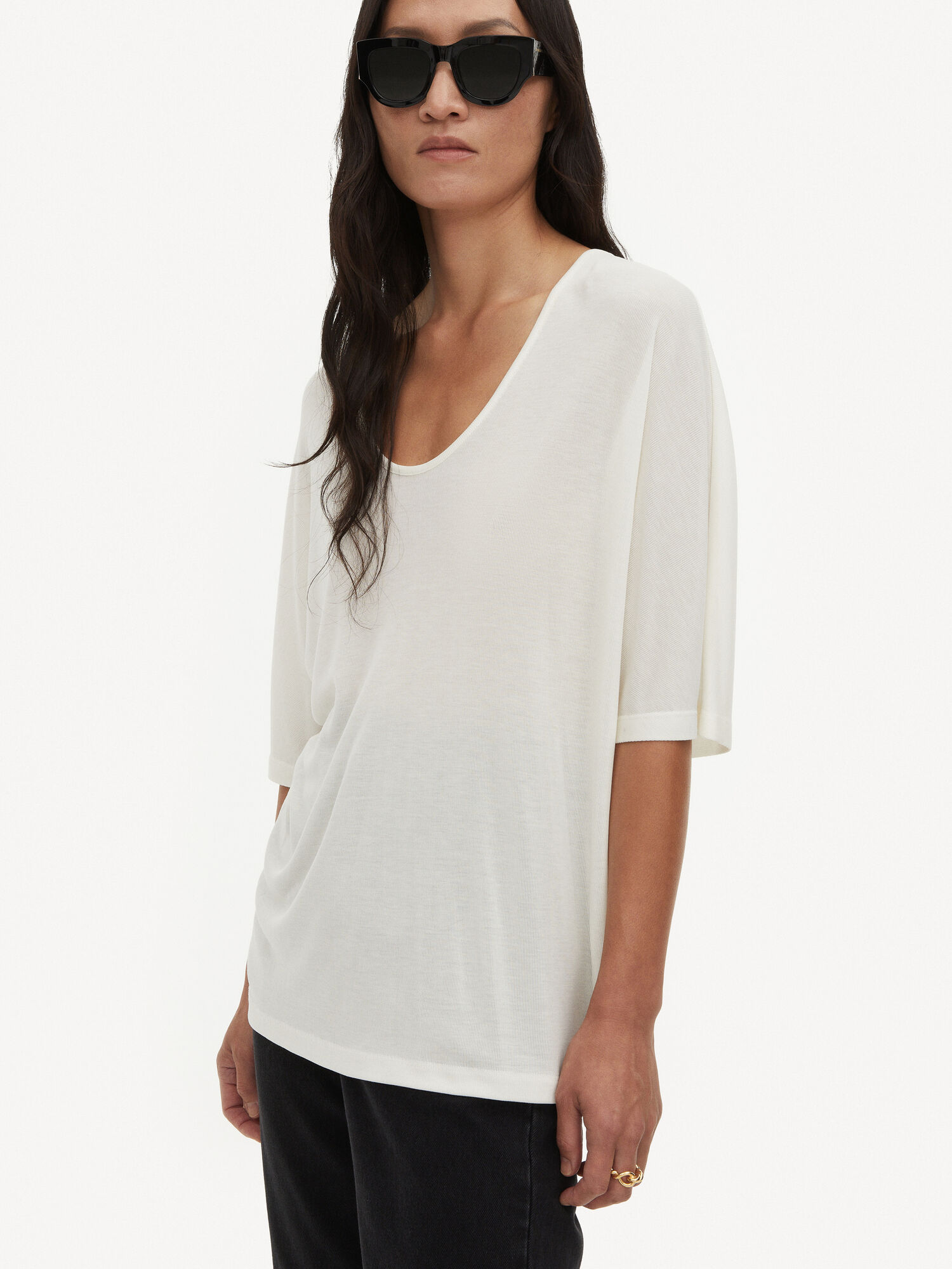 By Malene Birger Cevina Oversized T-shirt Topper Hvite | NO_BB65695