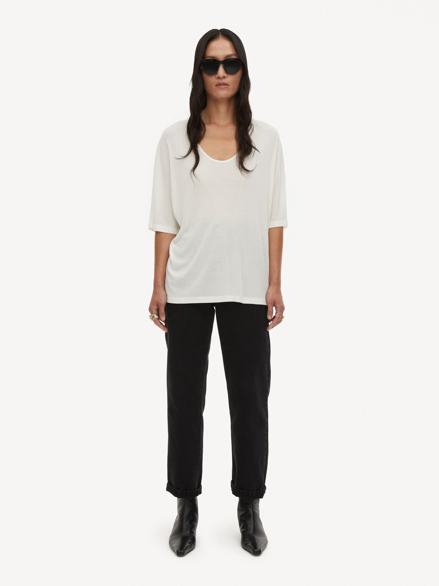 By Malene Birger Cevina Oversized T-shirt Topper Hvite | NO_BB65695