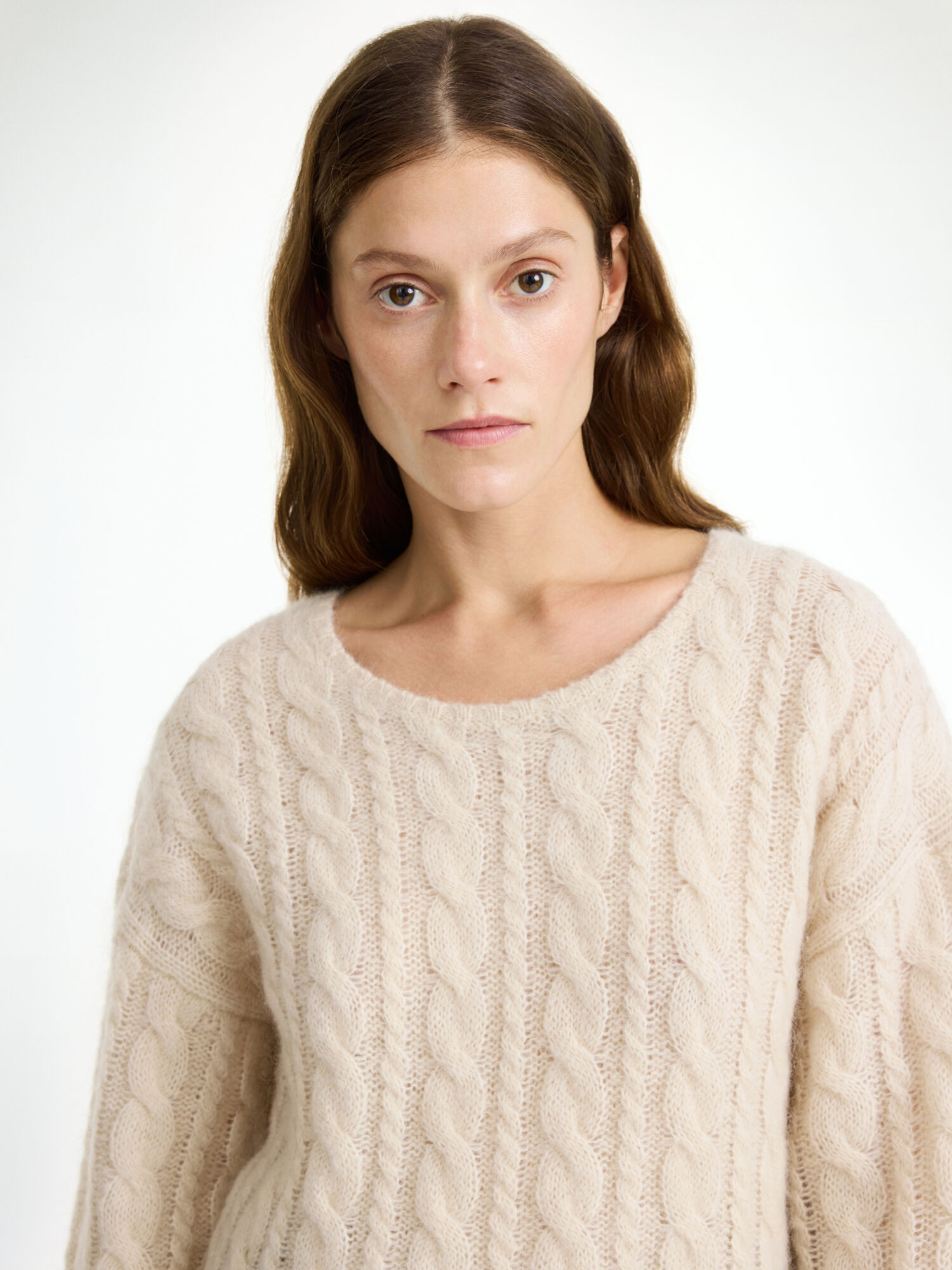 By Malene Birger Cierra Cable-knit Sweater Strikkevarer Oyster Gray | NO_BB15522