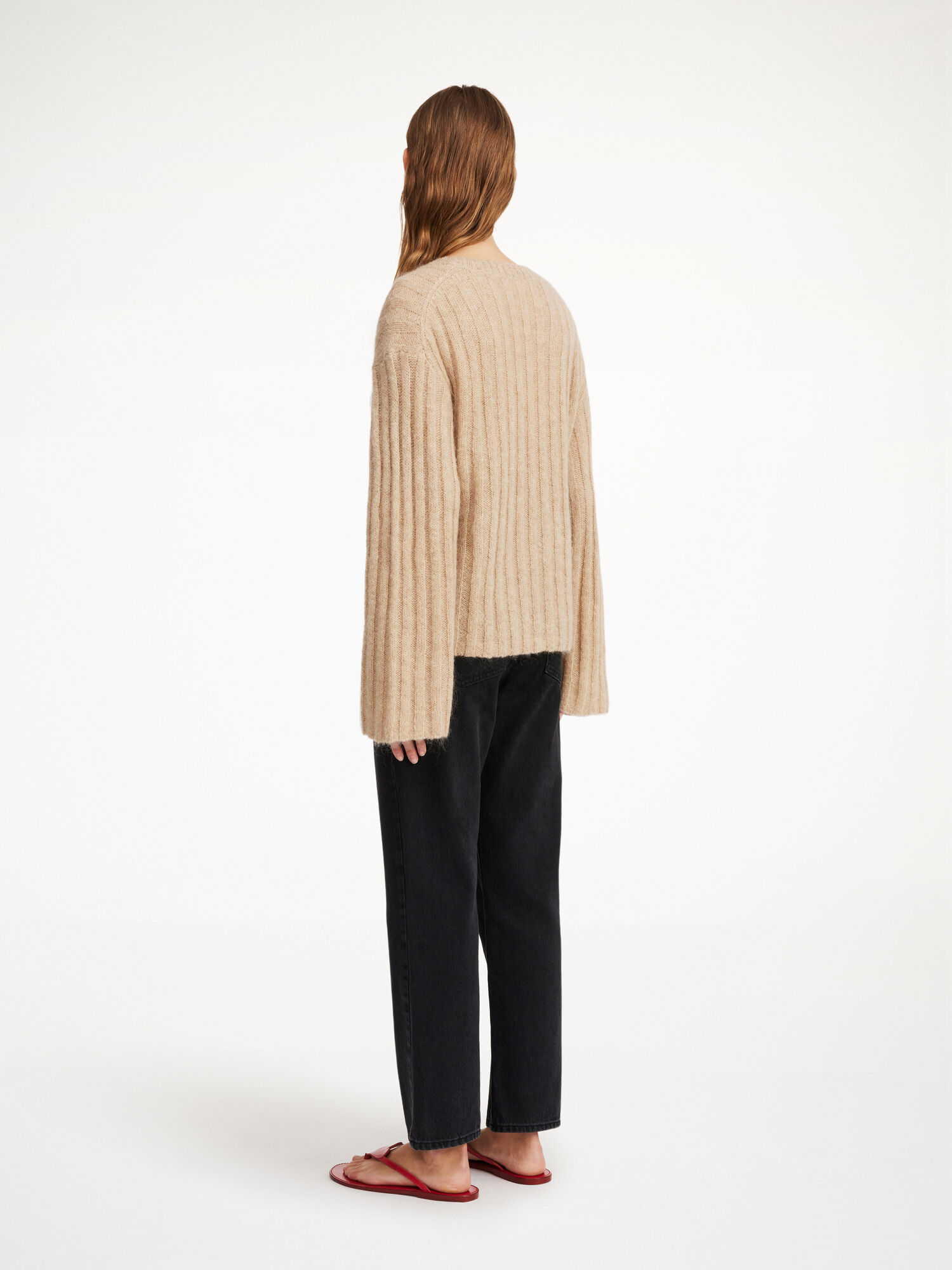 By Malene Birger Cierra Ribbed Sweater Strikkevarer Beige | NO_BB56773