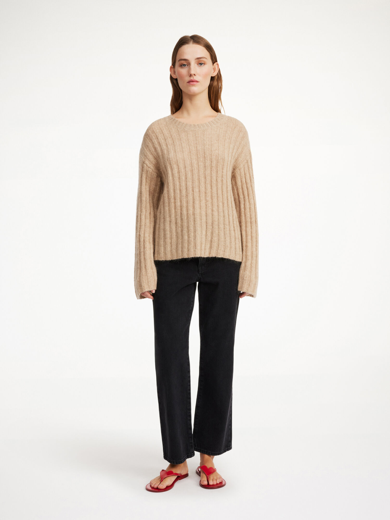 By Malene Birger Cierra Ribbed Sweater Strikkevarer Beige | NO_BB56773