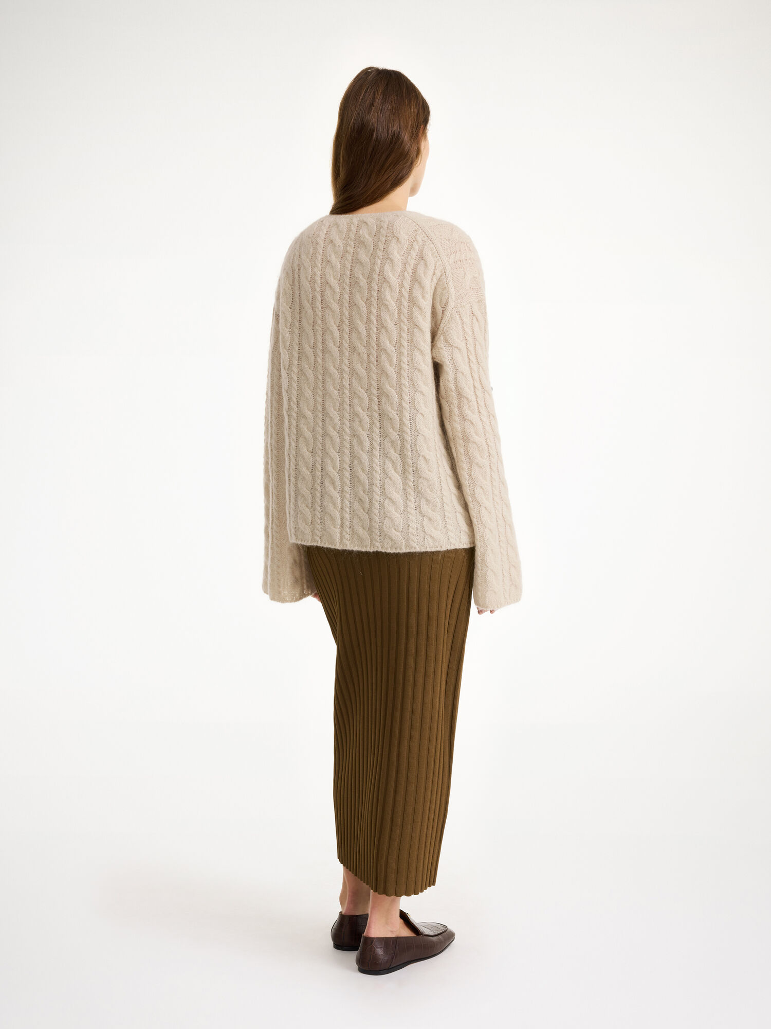 By Malene Birger Cimone Cable-knit Sweater Strikkevarer Oyster Gray | NO_BB67455