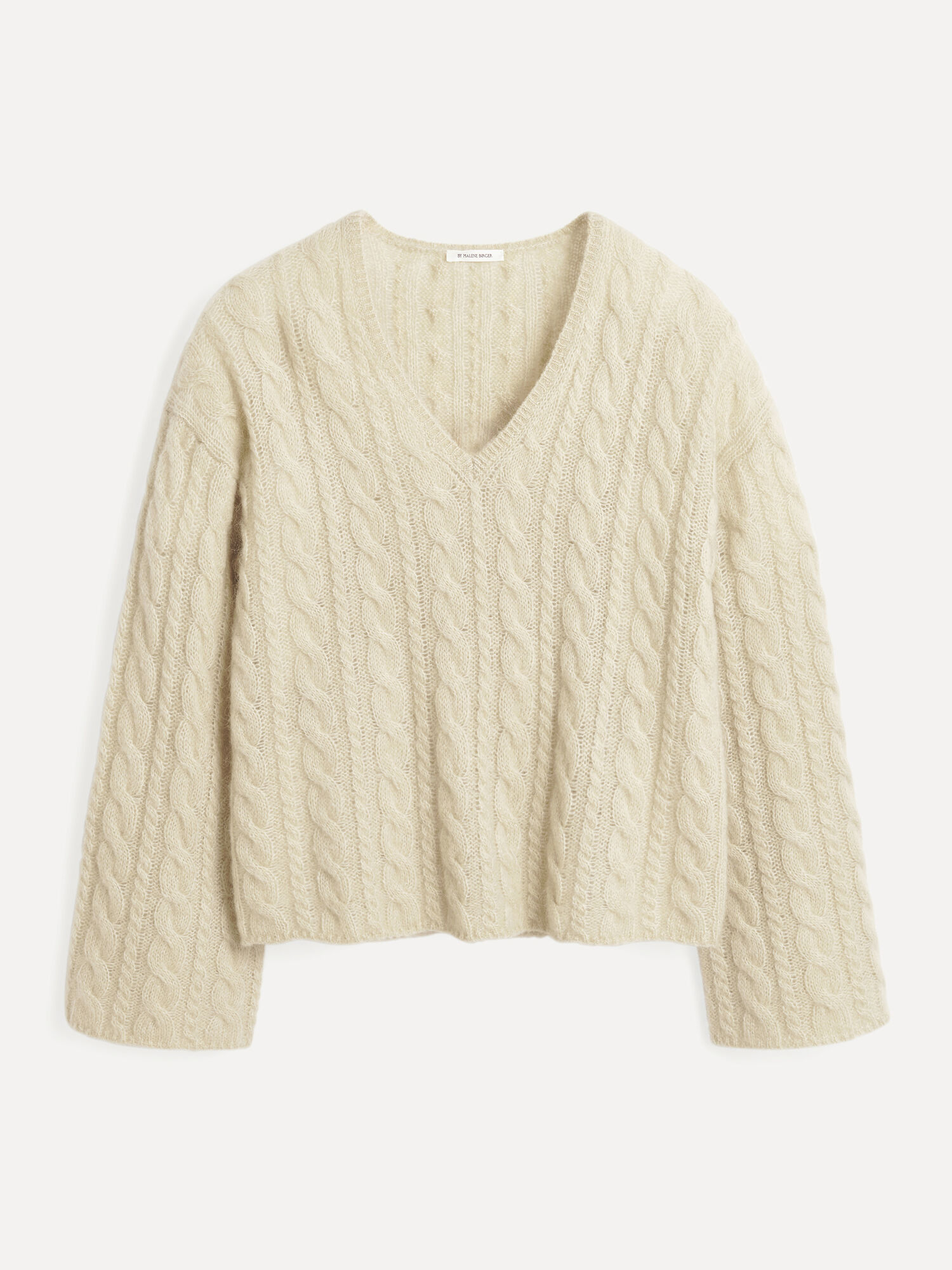 By Malene Birger Cimone Cable-knit Sweater Strikkevarer Oyster Gray | NO_BB67455