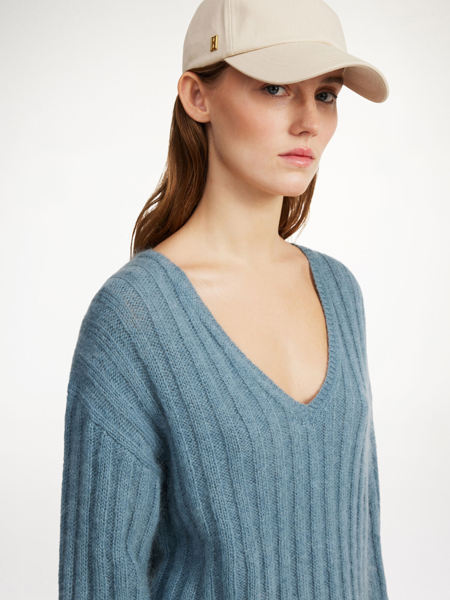 By Malene Birger Cimone Ribbed Sweater Strikkevarer Cool Water | NO_BB96857