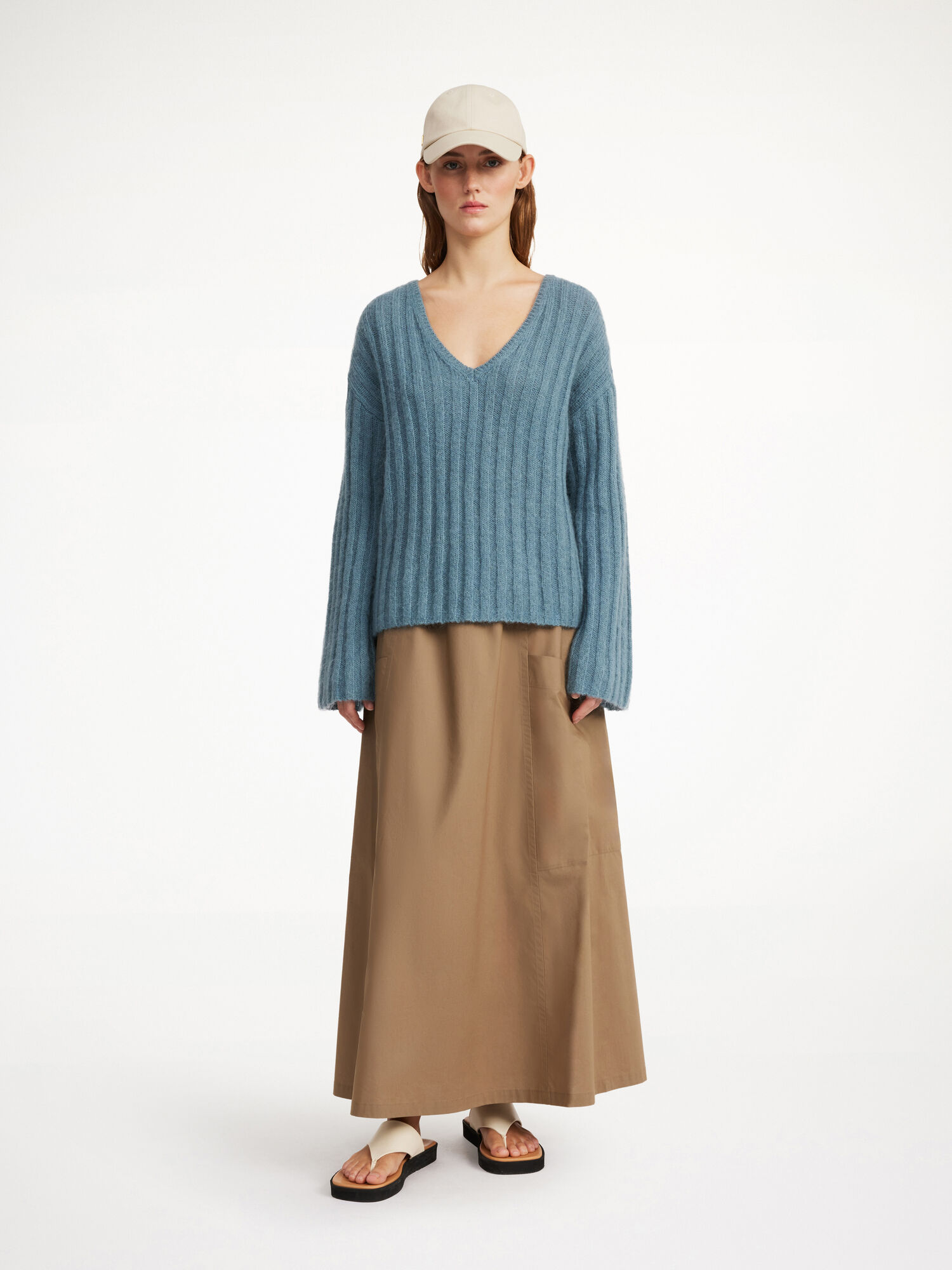 By Malene Birger Cimone Ribbed Sweater Strikkevarer Cool Water | NO_BB96857