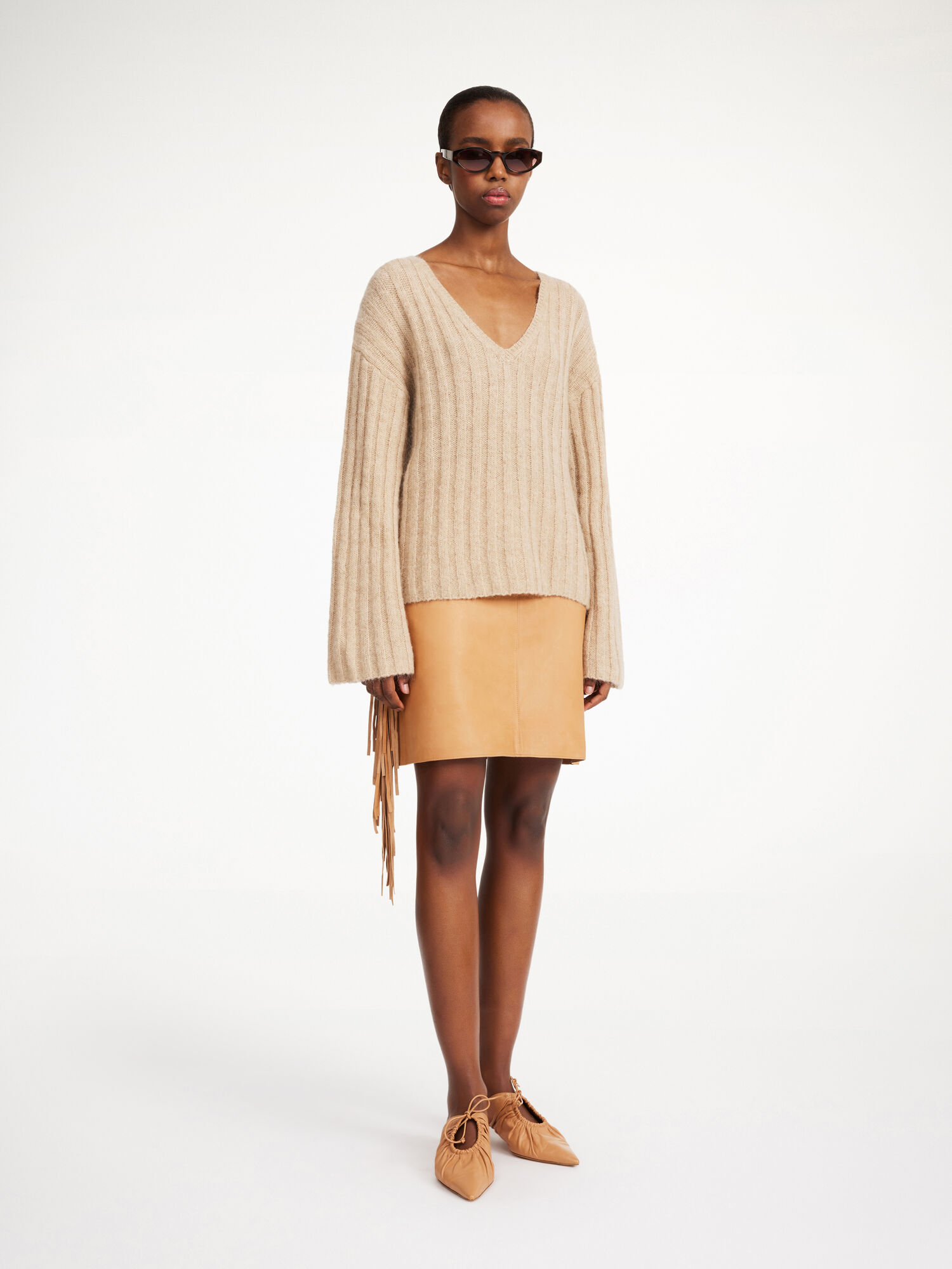 By Malene Birger Cimone Ribbed Sweater Strikkevarer Beige | NO_BB81640