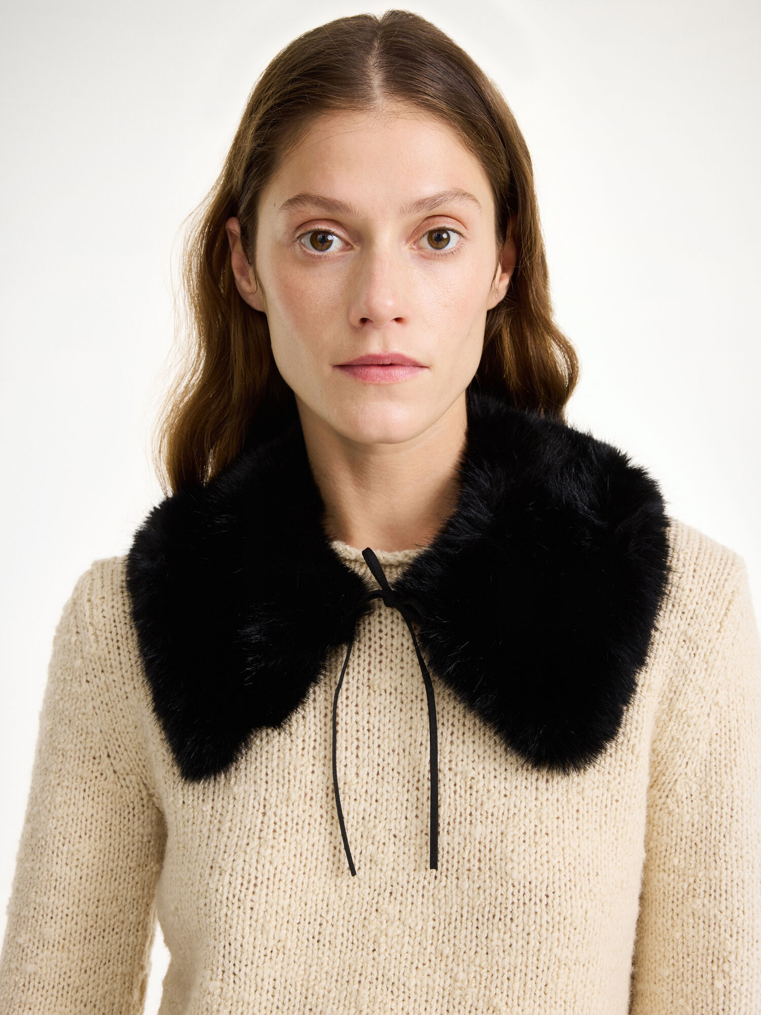 By Malene Birger Cowie Faux Fur Collar Skjerf Svarte | NO_BB84344