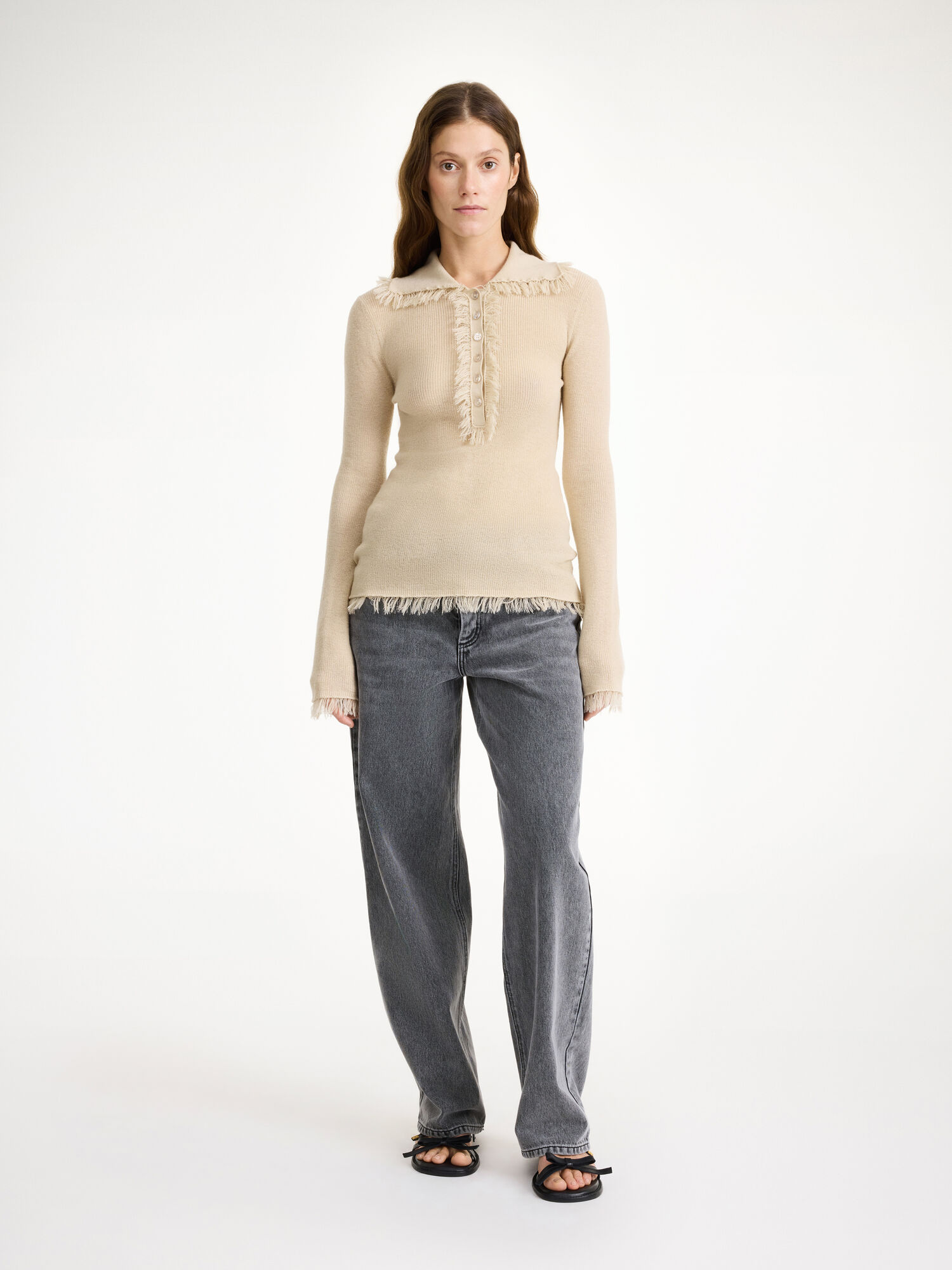 By Malene Birger Dreele Wool-blend Sweater Strikkevarer Oyster Gray | NO_BB92940