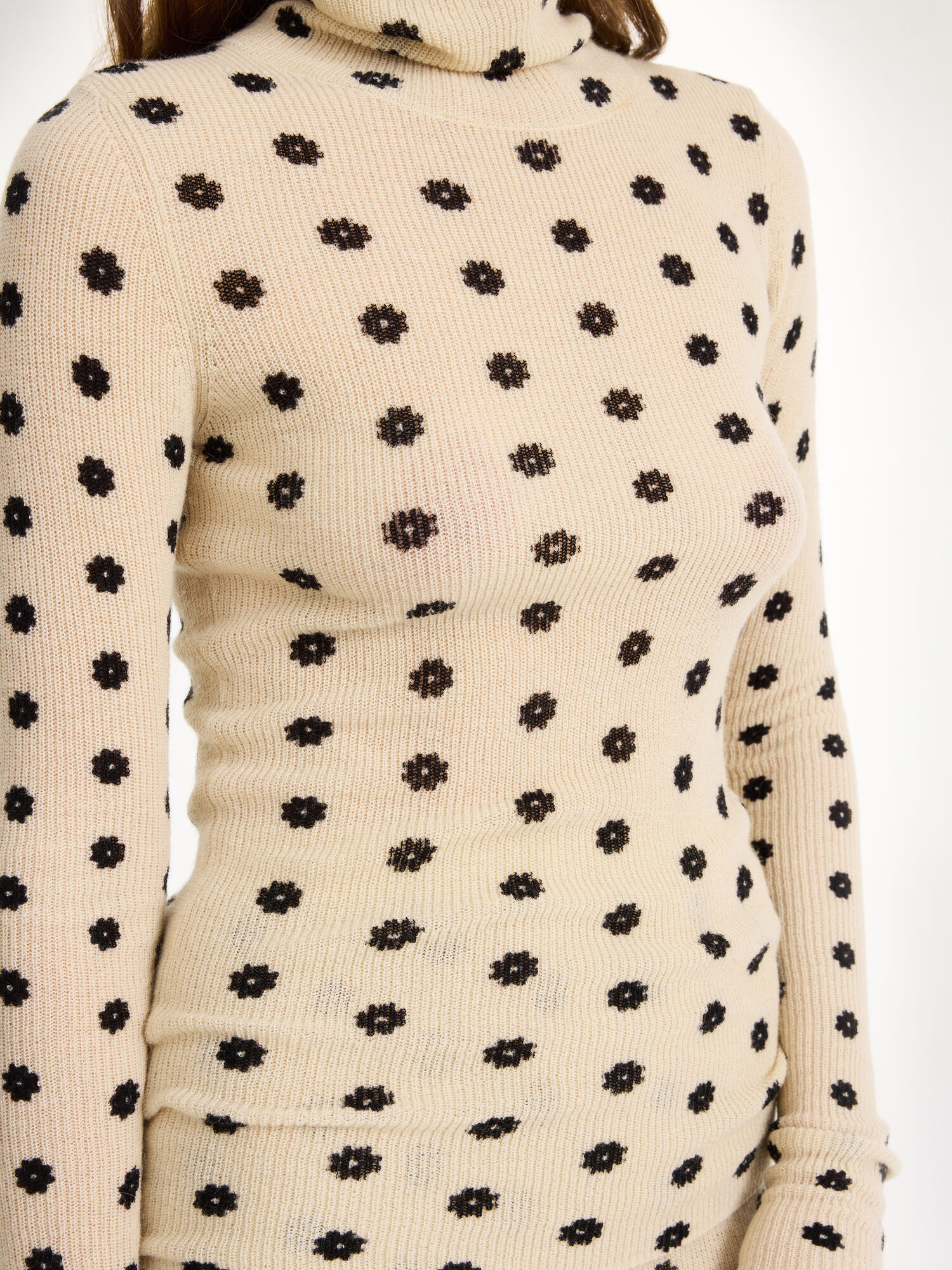 By Malene Birger Fioria Turtleneck Wool Sweater Strikkevarer Blomster | NO_BB63271