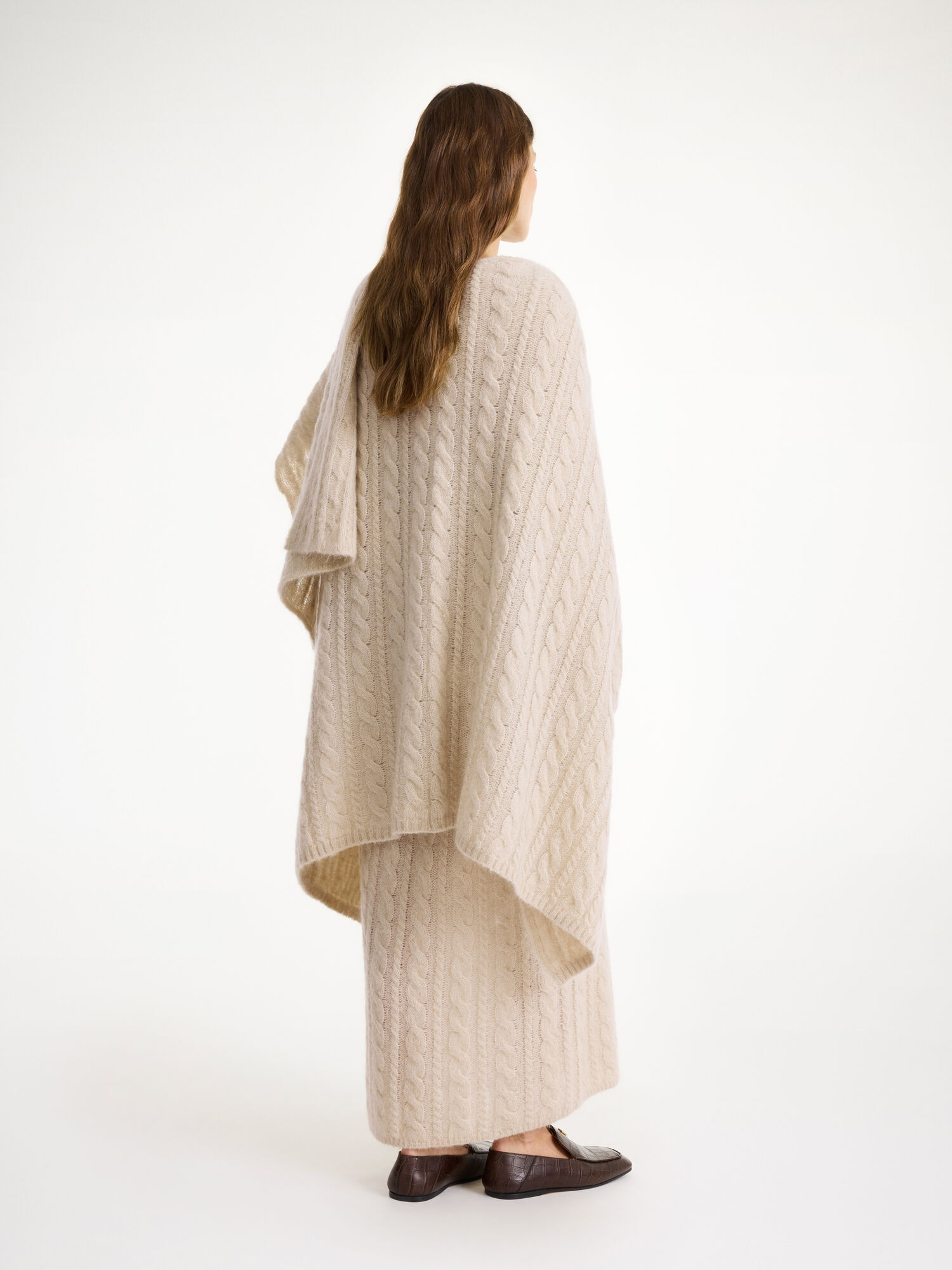 By Malene Birger Kassillas Wool-blend Poncho Strikkevarer Oyster Gray | NO_BB30150