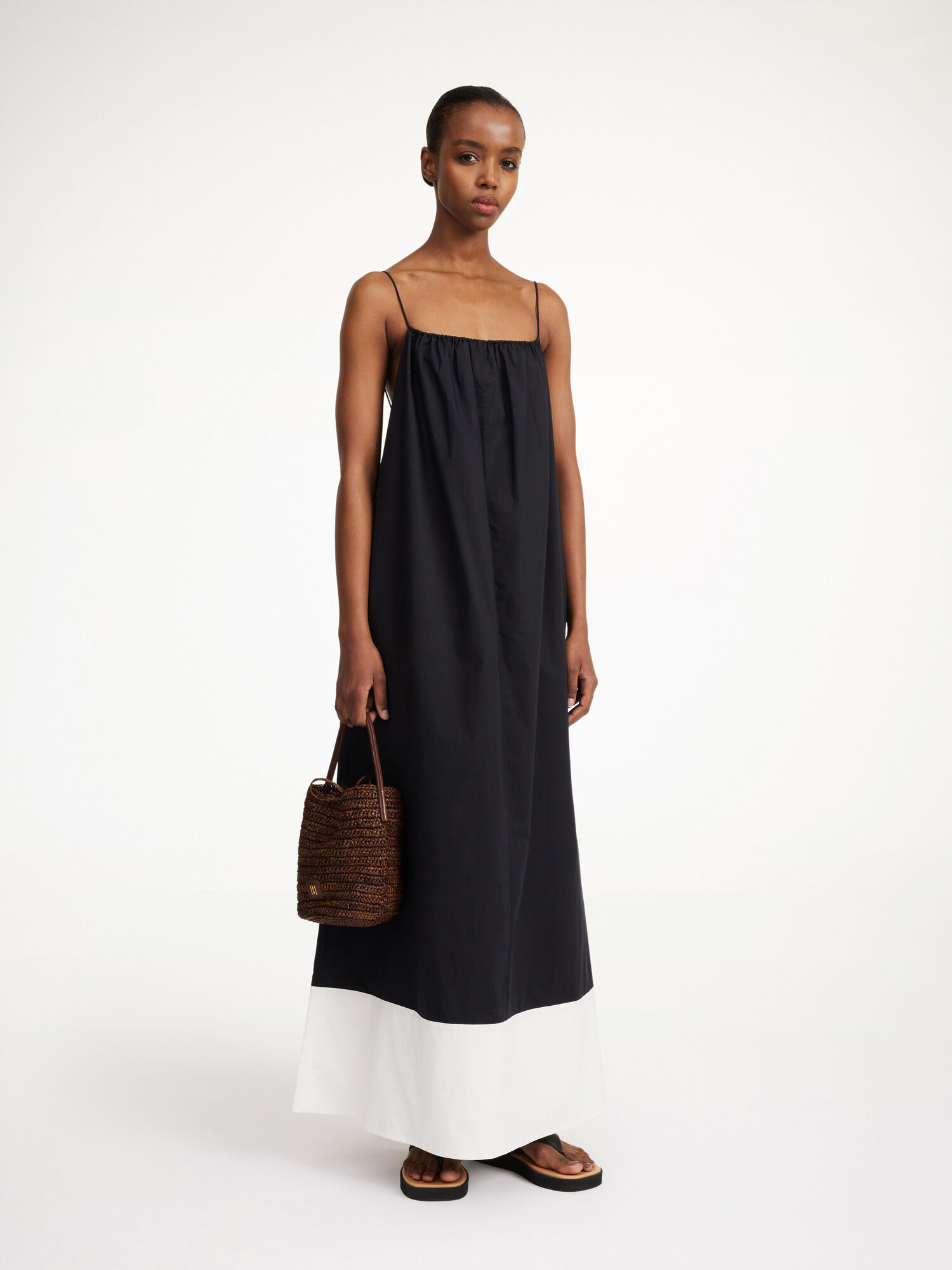 By Malene Birger Lanney Organic Cotton Maxi Kjole Stripete Svarte Hvite | NO_BB96083