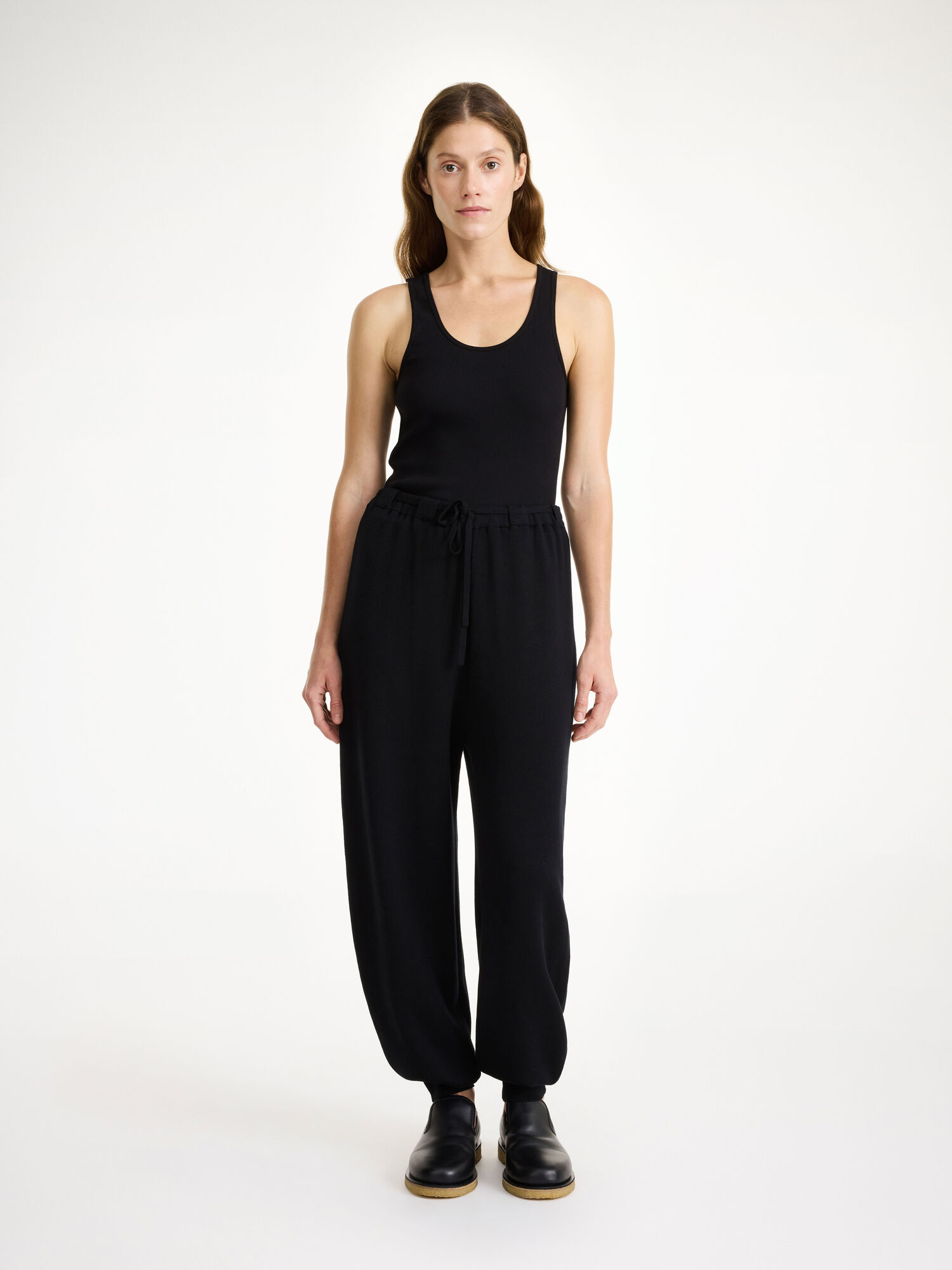 By Malene Birger Tevana High-waisted Trousers Strikkevarer Svarte | NO_BB52173