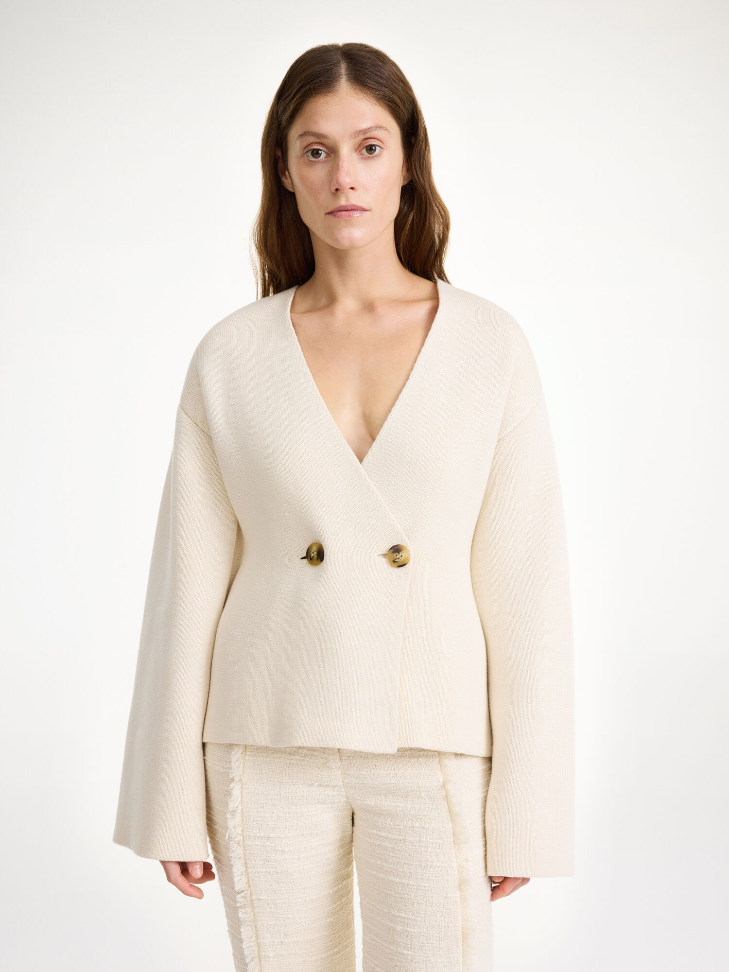 By Malene Birger Tinley Wool-blend Cardigan Strikkevarer Hvite | NO_BB68774