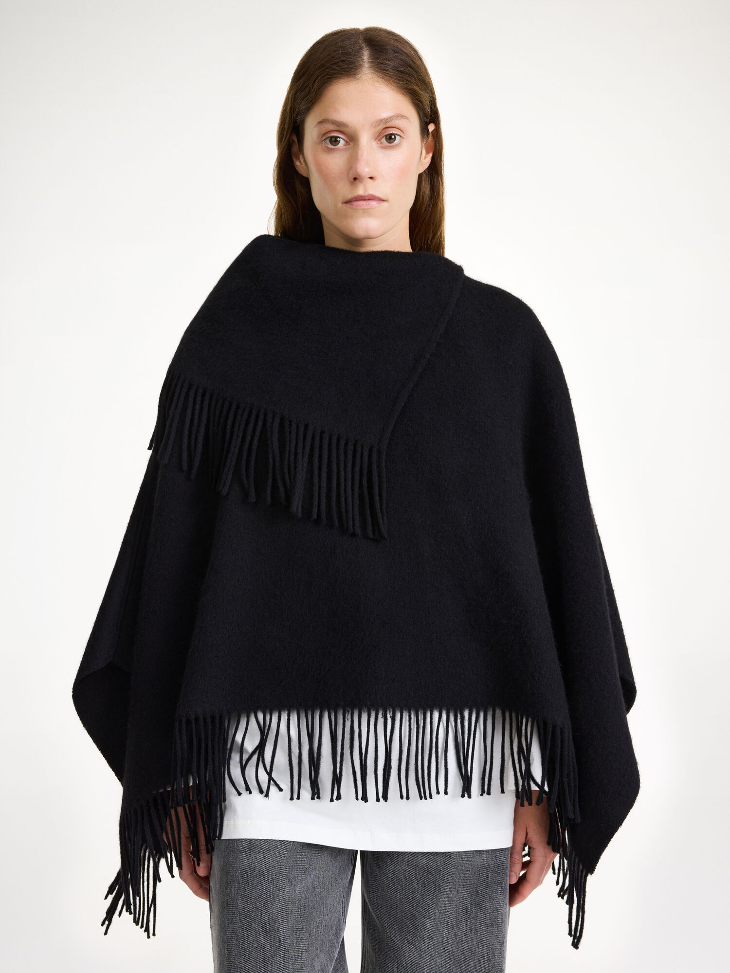 By Malene Birger Turtma Wool Fringe Bib Skjerf Svarte | NO_BB14105